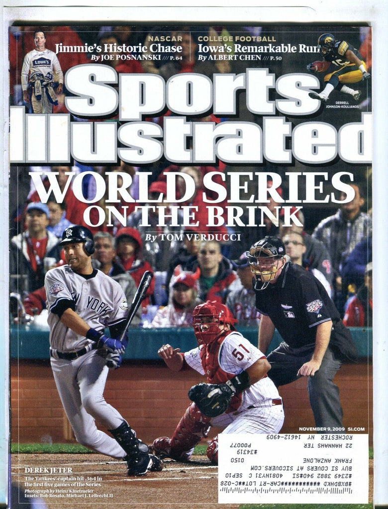 Sports Illustrated Magazine November 9 2009 Derek Jeter EX w/ML 042717nonjhe