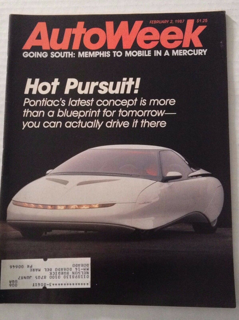Autoweek Magazine Pontiac's Latest Concept February 2, 1987 011617rh