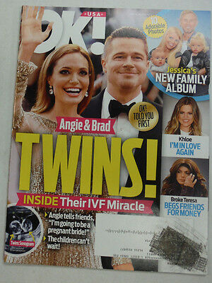 OK! Magazine Brad Pitt & Khloe Kardashian April 2014 051115R