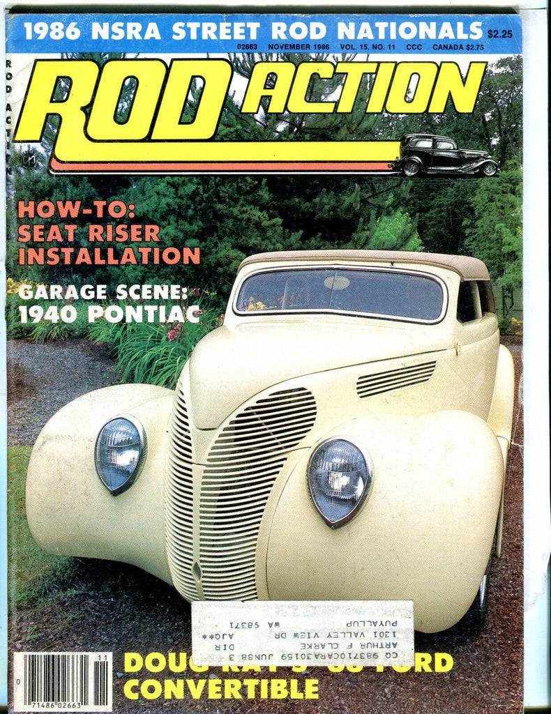 Rod Action Magazine November 1986 1940 Pontiac EX w/ML 042017nonjhe