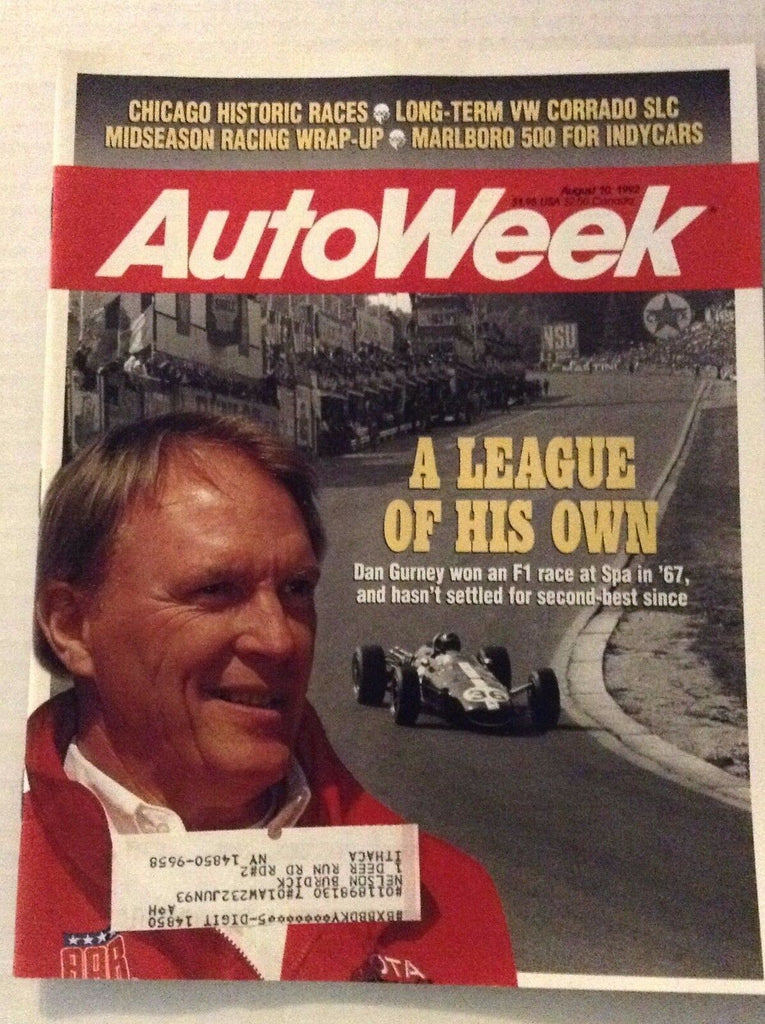 Autoweek Magazine Magazine Dan Gurney Wins F1 Race August 10, 1992 011717RH