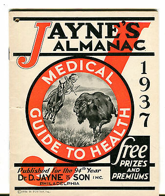 Jayne's Almanac 1937 Medical Guide To Health VGEX 040816jhe