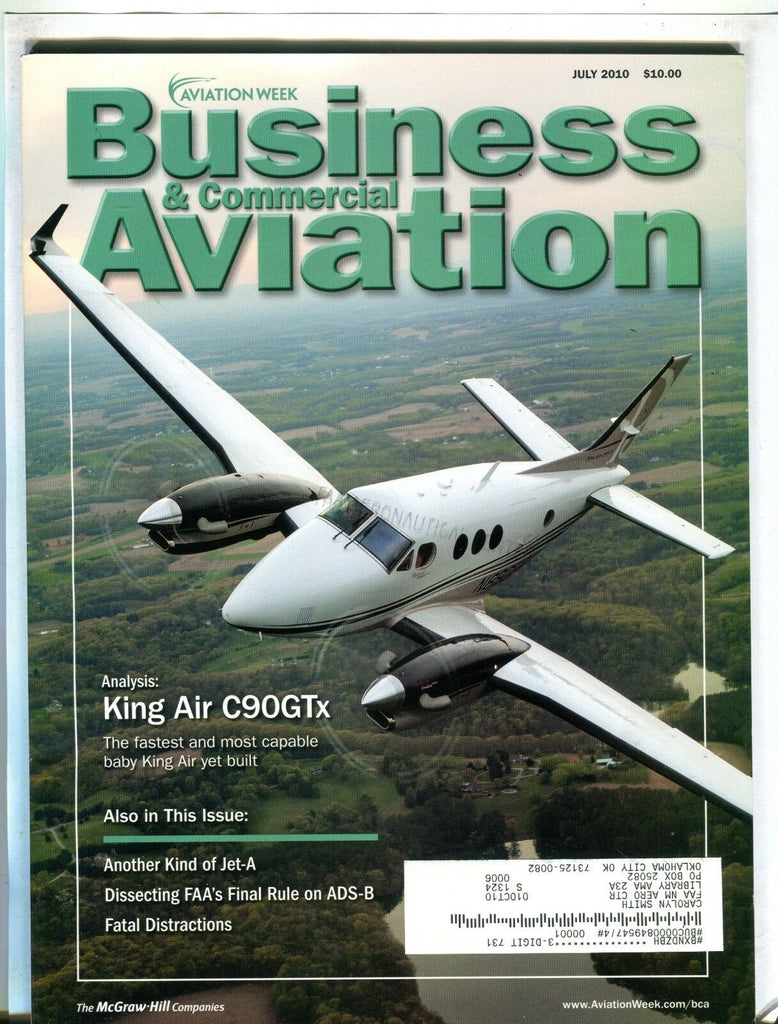 Business & Commercial Aviation Magazine July 2010 EX w/ML FAA Library 102016jhe