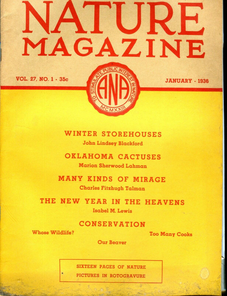 Nature Magazine January 1936 Winter Storehouses VG No ML 020817jhe