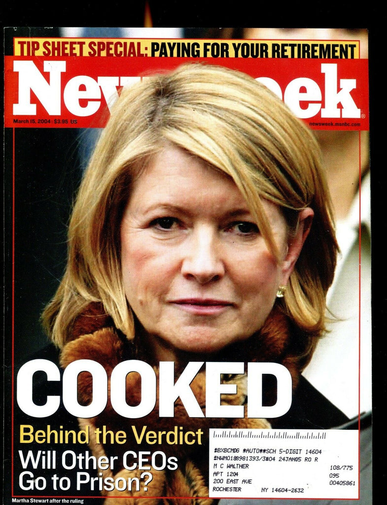 Newsweek Magazine March 15 2004 Martha Stewart EX w/ML 122316jhe