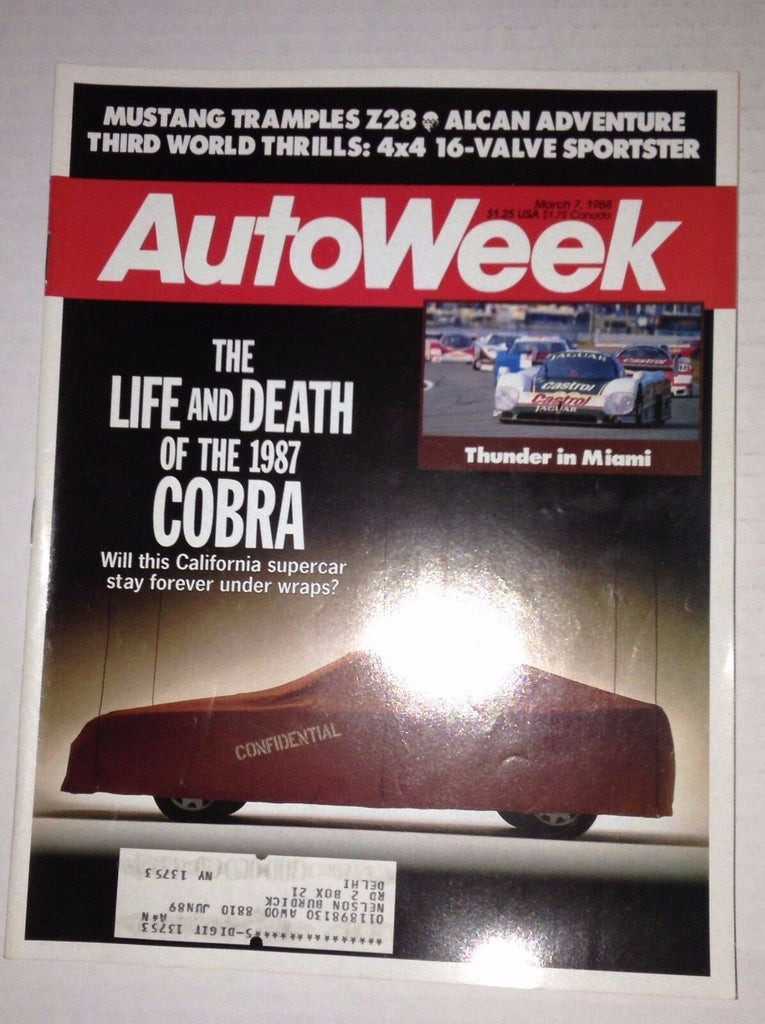 Autoweek Magazine Life And Death Of The Cobra March 7, 1988 011717RH