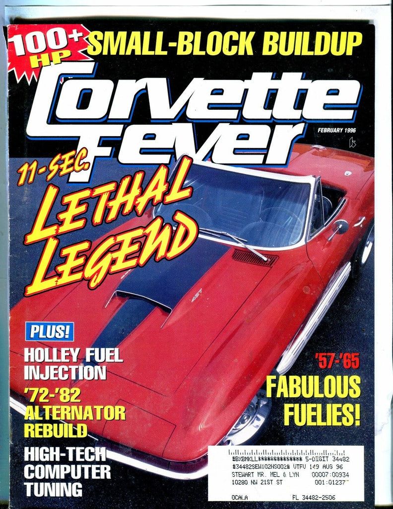 Corvette Fever Magazine February 1996 Holley Fuel VGEX w/ML 042517nonjhe