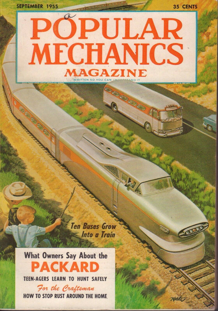 Popular Mechanics Magazine September 1955 Ten Bus Train Packard 101217nonjhe