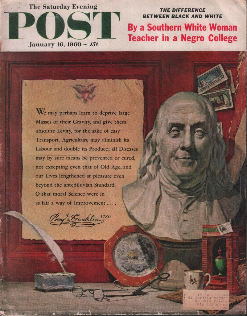 Saturday Evening Post January 16 1960 Benjamin Franklin w/ML 101618DBE