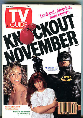 TV Guide Nov. 4-10 1989 Farrah Fawcett Small Sacrifices Batman EX 011516jhe