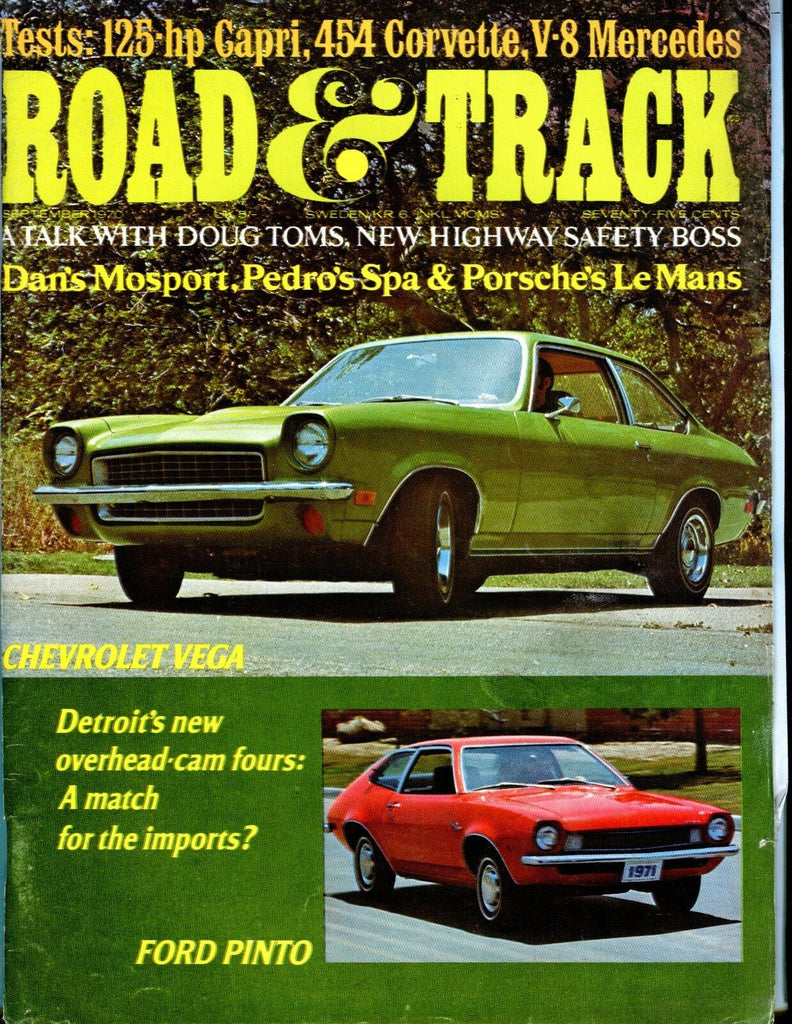 Road & Track Magazine September 1970 Chevrolet Vega VG No ML 042517nonjhe