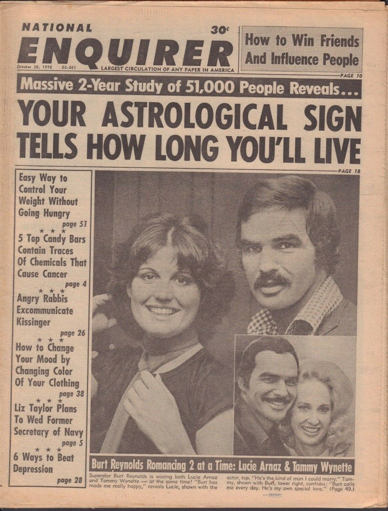 National Enquirer October 26 1976 Burt Reynolds Lucie Arnaz 012219DBE