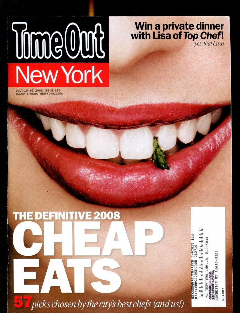 Time Out New York Magazine July 10-16 2008 Cheap Eats EX w/ML 021517jhe