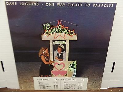 Dave Loggins One Way Ticket to Paradise PROMO EPIC AL-34713 33rpm 081116DBE