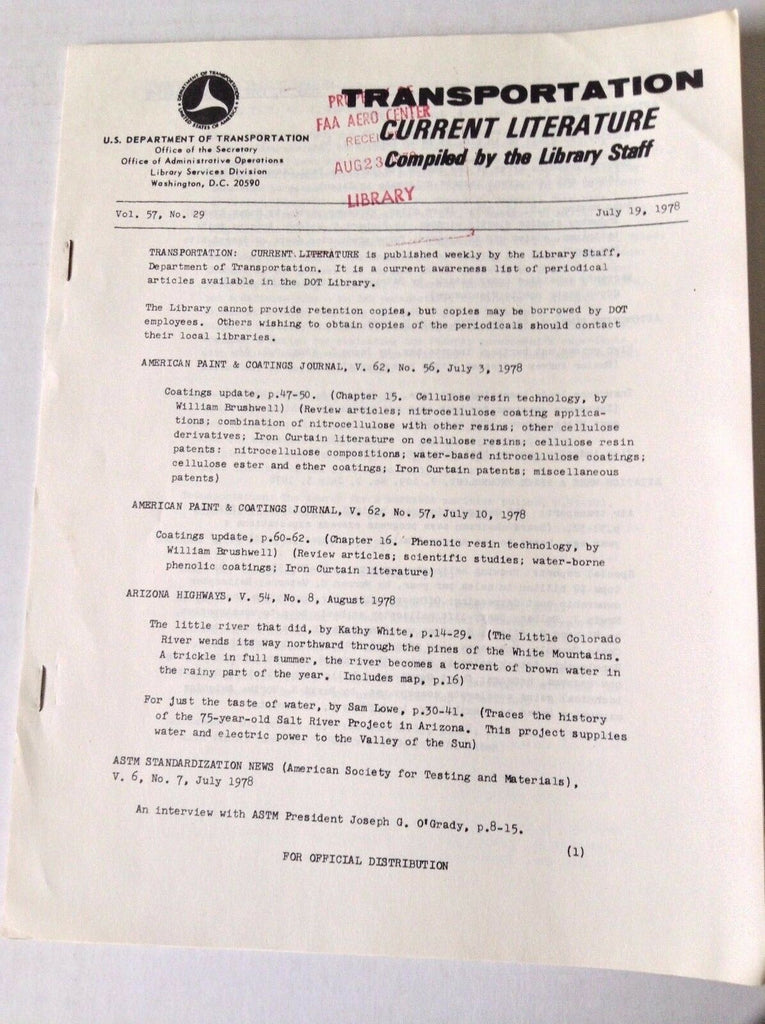 Transportation Current Literature Magazine July 19, 1978 FAL 050517nonrh