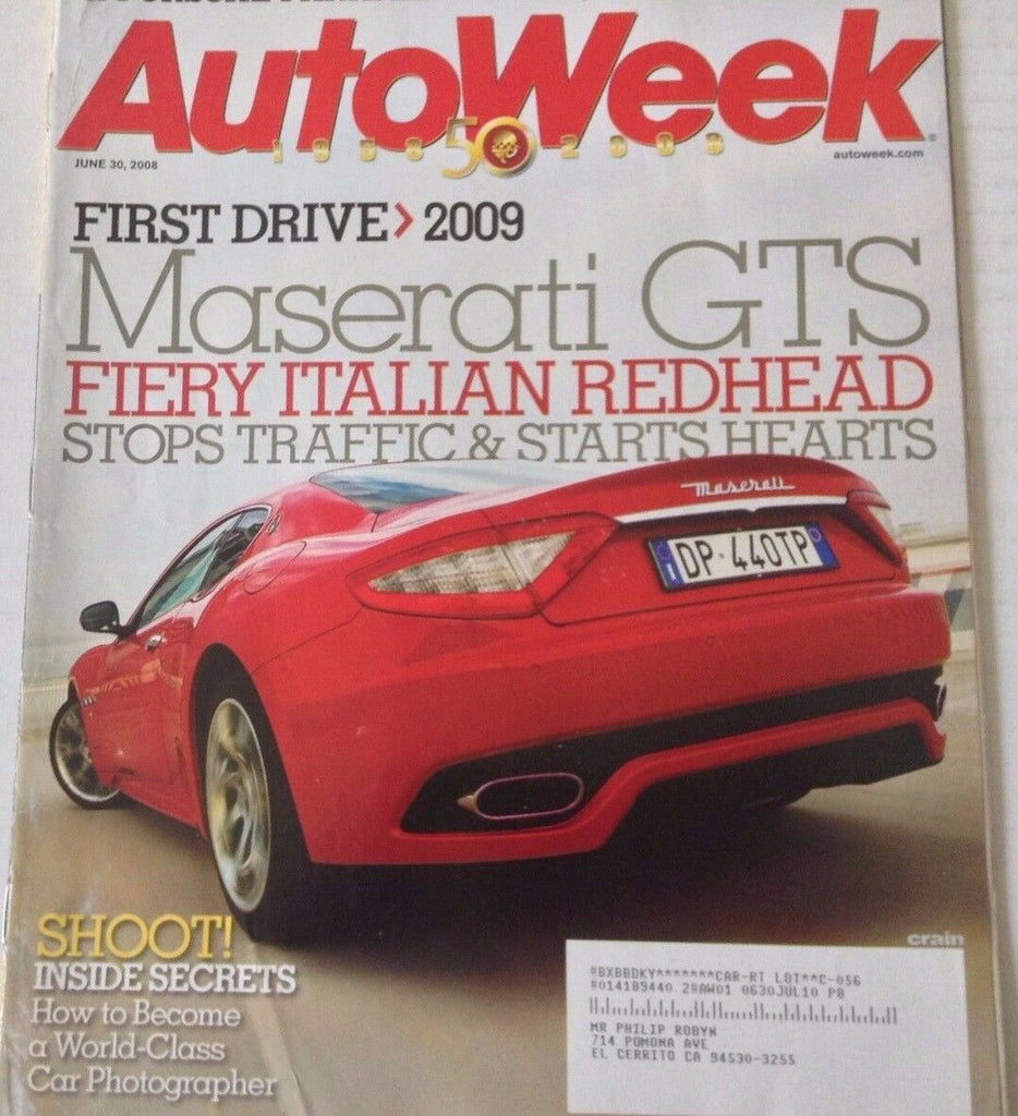 AutoWeek Magazine Maserati GTS Fiery Italian June 30, 2008 080217nonrh