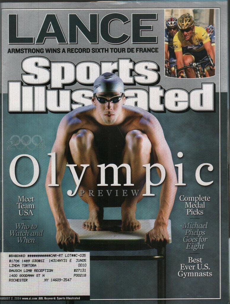 Sports Illustrated August 2 2004 Michael Phelps Lance Armstrong 022620AME2