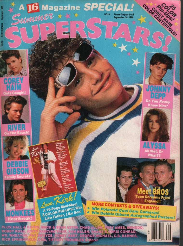 16's Summer Superstars! September 30 1988 Johnny Depp Kirk Cameron 082420AME