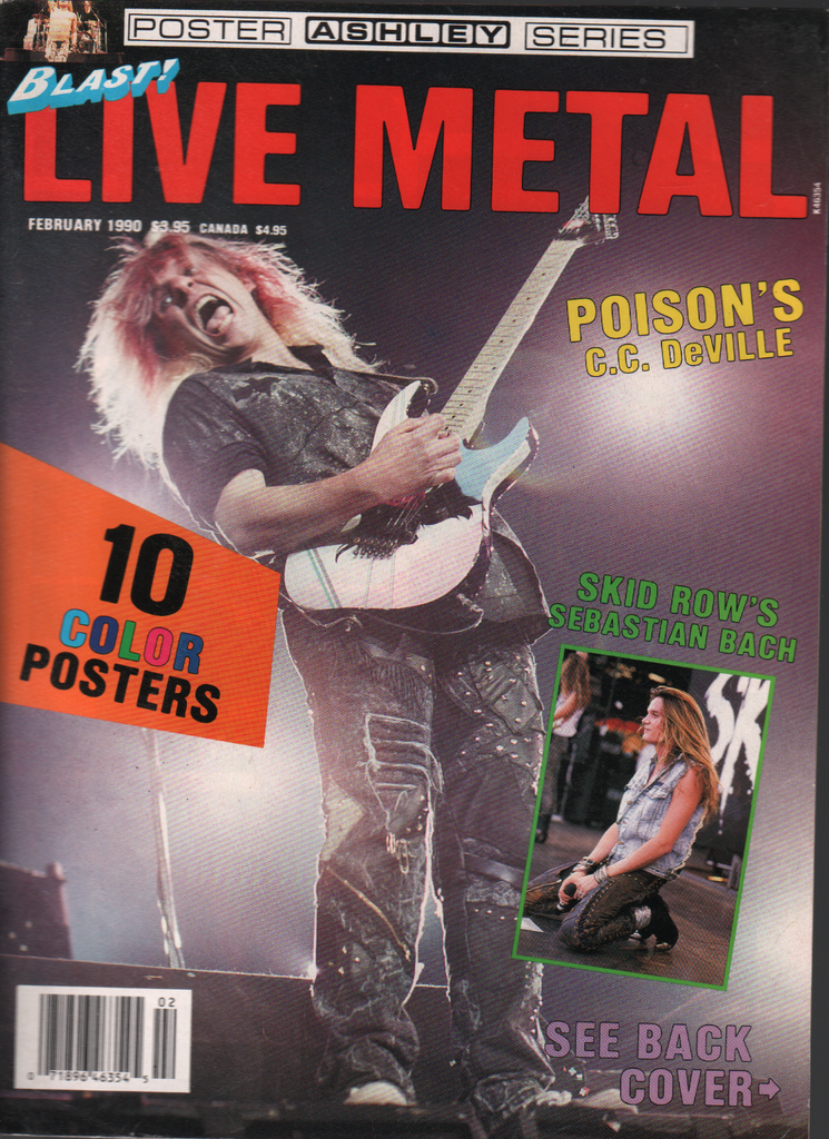 Live Metal Poster Magazine February 1990 Skid Row Poison Metallica 080320ame