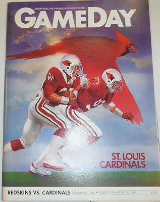 Gameday Magazine St. Louis Cardinals Vs Redskins November 1983 122214R