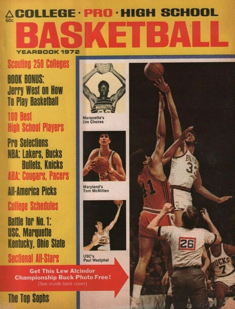 Basketball Yearbook 1972 ABA NBA Lew Alcindor Jerry West Jim Chones 050619DBE2