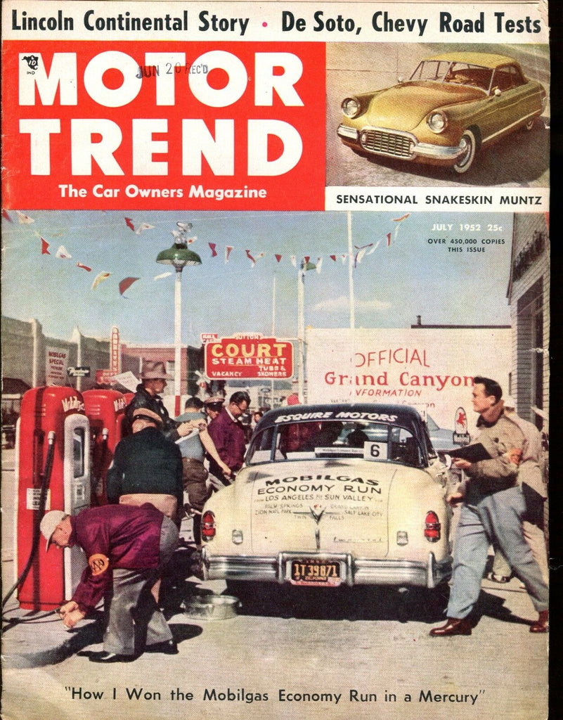 Motor Trend Magazine July 1952 Mobilgas Economy Run VG No ML 030117nonjhe