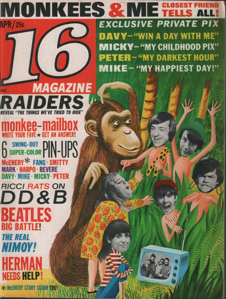 16 Magazine April 1967 The Monkees The Beatles Davy Jones 093019AME3