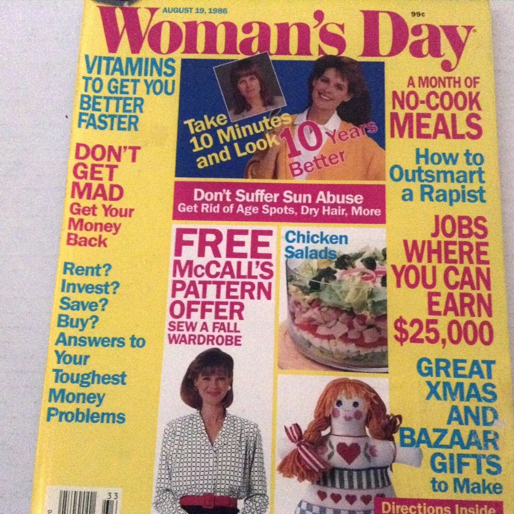 Woman's Day Magazine No Cook Meals And Vitamins August 19, 1986 071617nonrh