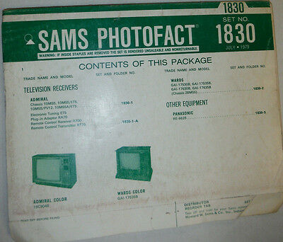 Sams Photofact Magazine Admiral & Wards No.1830 July 1979 022515r