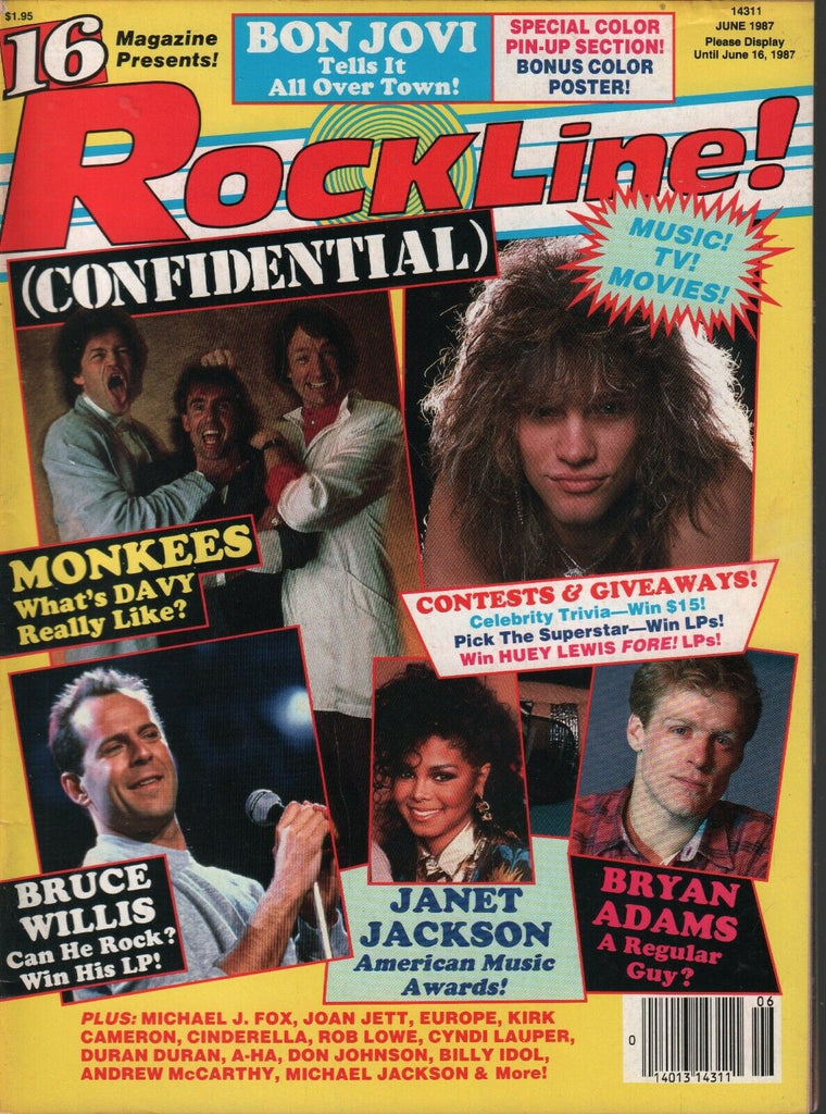 16's Rockline June 1987 Monkees Janet Jackson Bruce Willis Bon Jovi 082420AME
