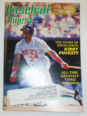 Baseball Digest Magazine Kirby Puckett & Greg Maddux September 1994 020315R