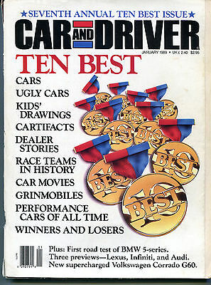 Car and Driver Magazine January 1989 7th Annual Ten Best Issue VGEX 122915jhe