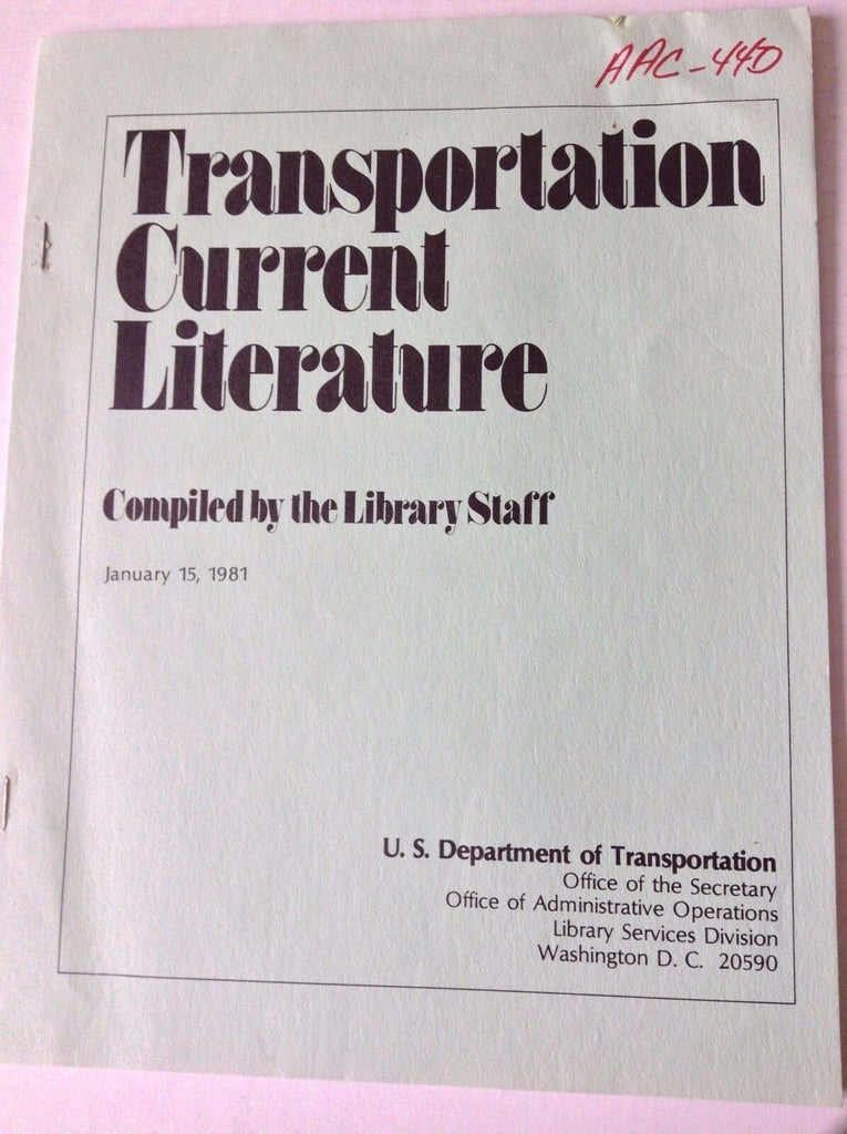 Transportation Current Literature Magazine January 15, 1981 FAL 050517nonrh