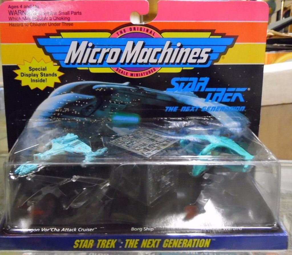 Star Trek TNG Micro Machines Klingon Vor'Cha, Borg Ship,Warbird Galoob 120217DBT