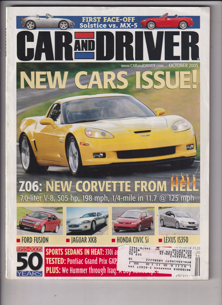 Car And Driver Mag Corvette Z06 Ford Fusion Jaguar XK8 October 2005 011820nonr