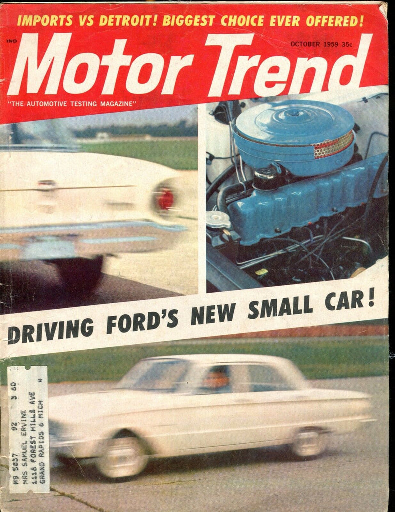 Motor Trend Magazine October 1959 Ford's Small Car VG w/ML 030117nonjhe