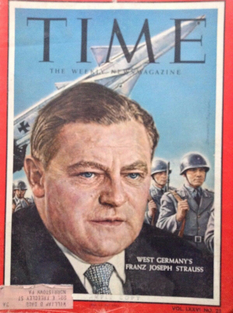 Time Magazine Franz Joseph Strauss December 19, 1960 101217nonrh3