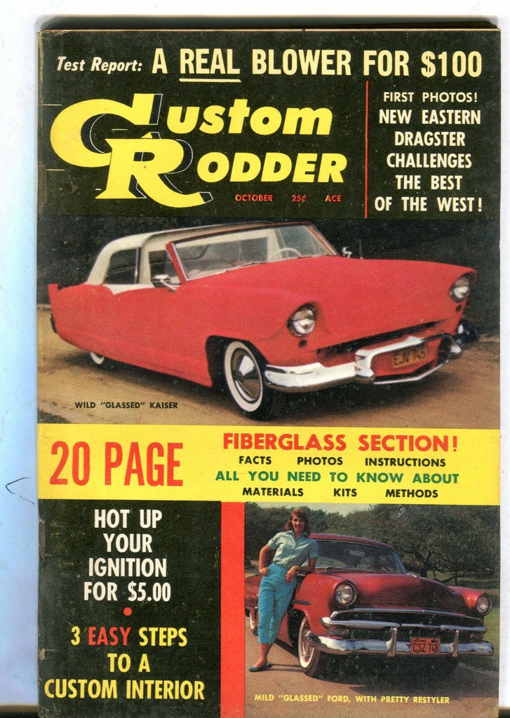 Custom Rodder Magazine October 1957 Glassed Kaiser VG No ML 040717nonjhe