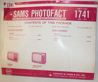 Sams Photofact Magazine Admiral & Philco & JC Penney No.1741 June 1978 022615r