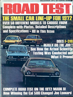 Road Test Magazine December 1971 Small Car Line-Up For 1972 VGEX 122315jhe