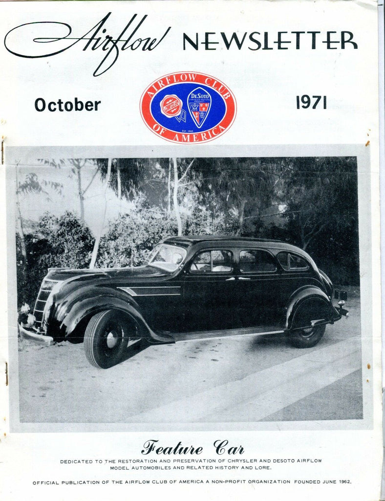 Airflow Newsletter October 1971 Chrysler DeSoto EX No ML 031017nonjhe