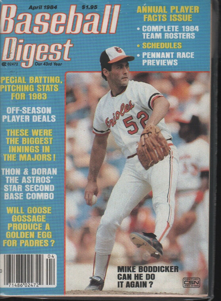 Baseball Digest April 1984 Mike Boddicker Baltimore Orioles 101718ame