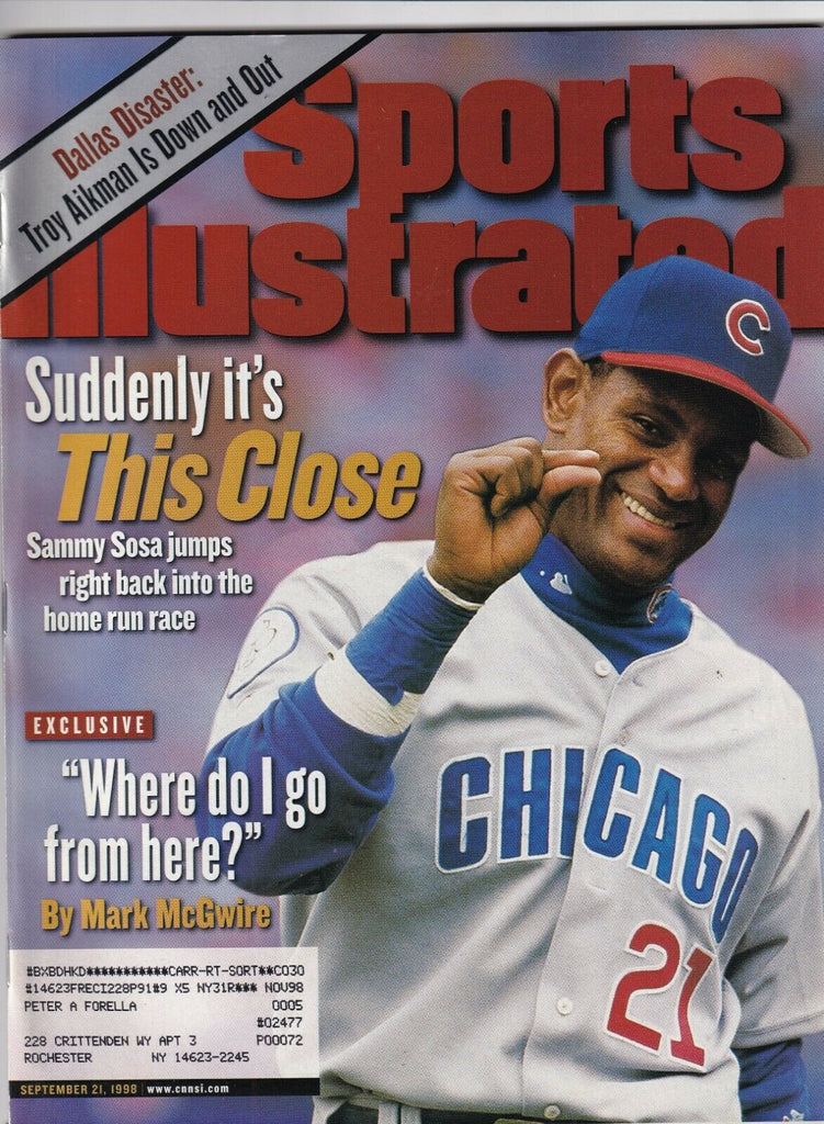 Sports Illustrated Sammy Sosa Mark McGwire September 21, 1998 091719nonr