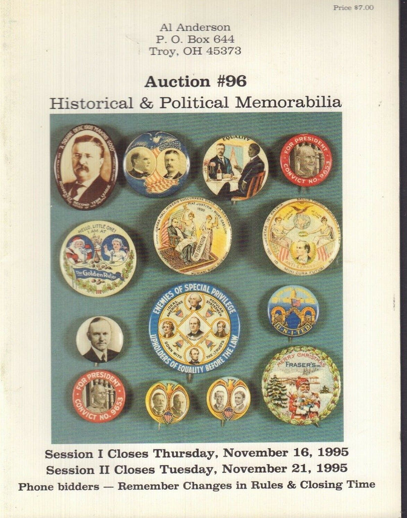 Auction Catalog Historic & Political Memorabilia No.96 November 1995 031318nonr