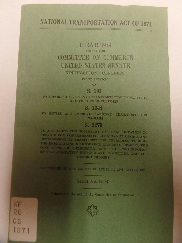 National Transportation Act of 1971 1971 EX-FAA 011317DBE2