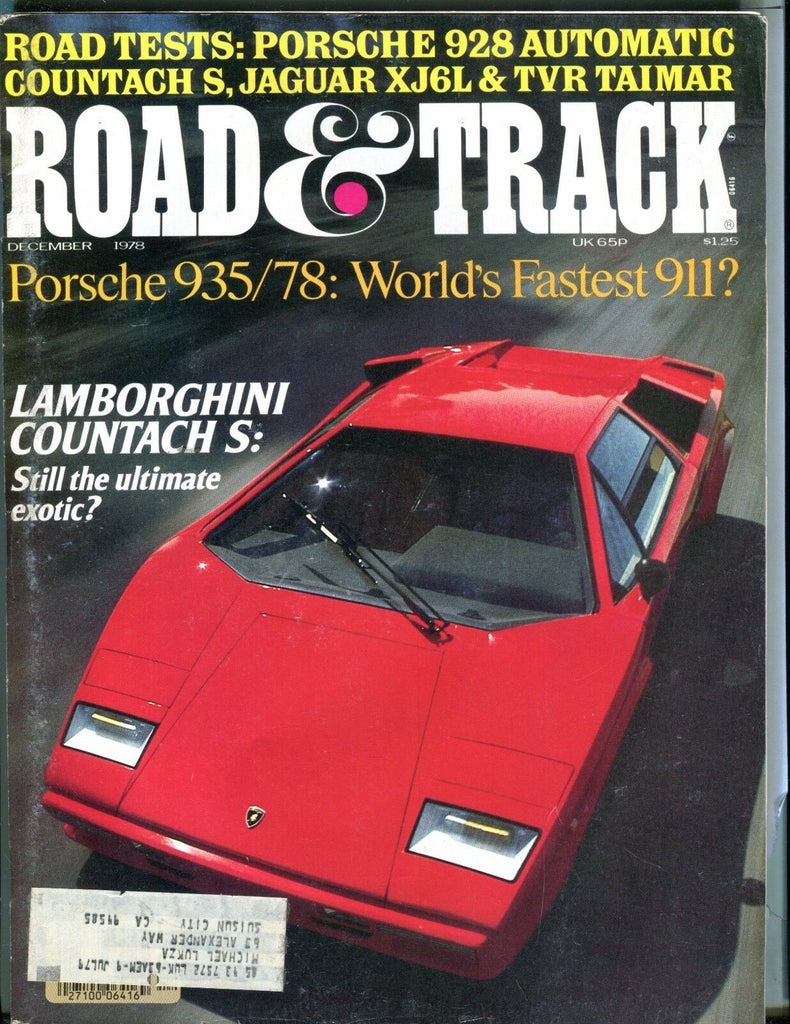 Road & Track Magazine December 1978 Lamborghini EX w/ML 031317nonjhe