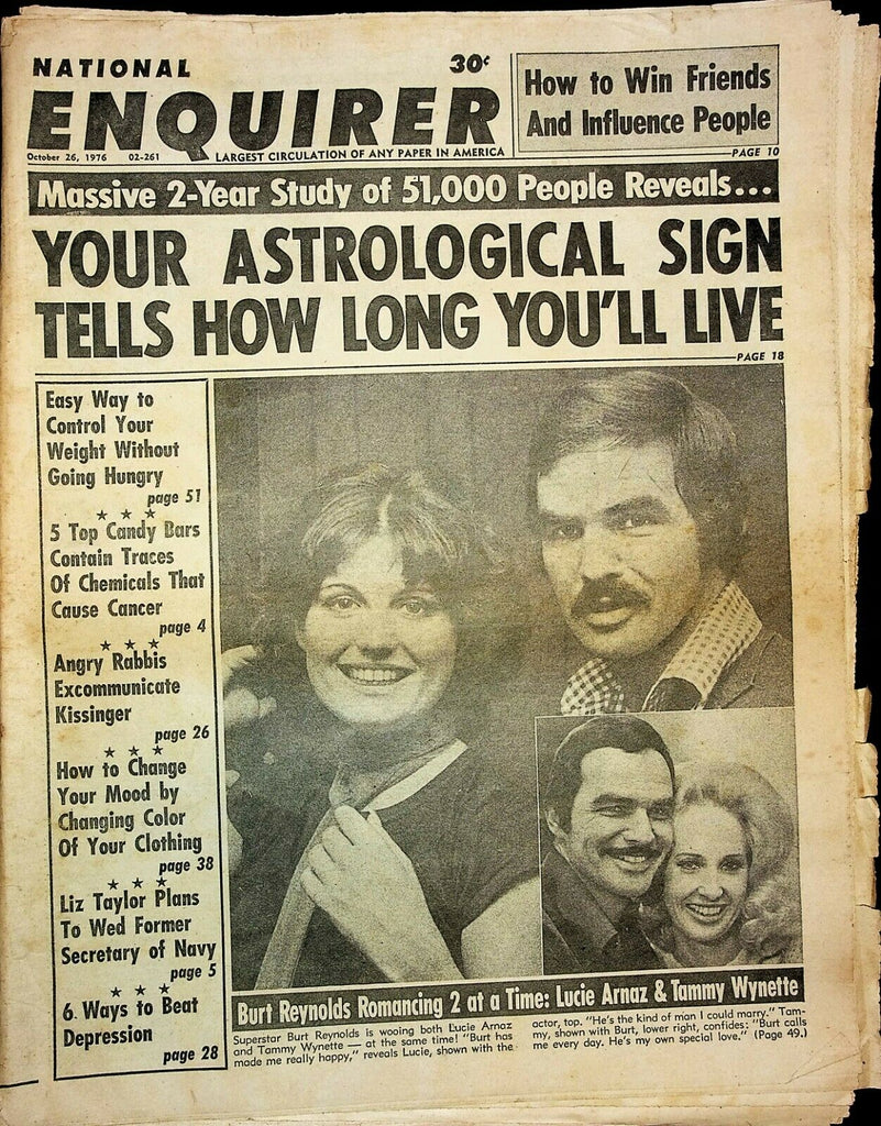 National Inquirer Vintage October 26 1976 Burt Reynolds Lucie Arnaz 030321ame