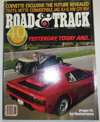 Road & Track Magazine Testarossa Vette Convertible June 1987 NO ML 012115R