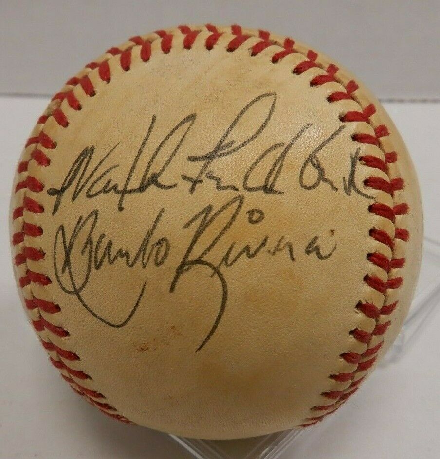 Bombo Rivera + 2 Signatures Rawlings Baseball wCOA 012020DBT