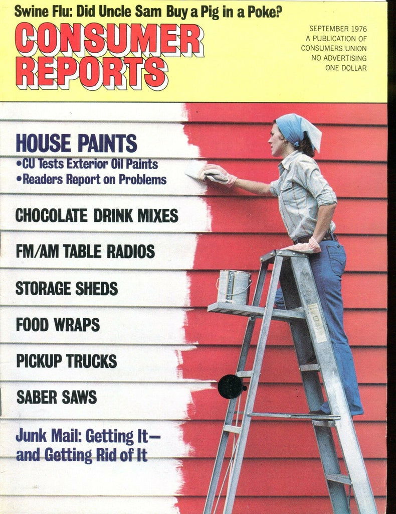 Consumer Reports Magazine September 1976 House Paints VGEX No ML 020117jhe
